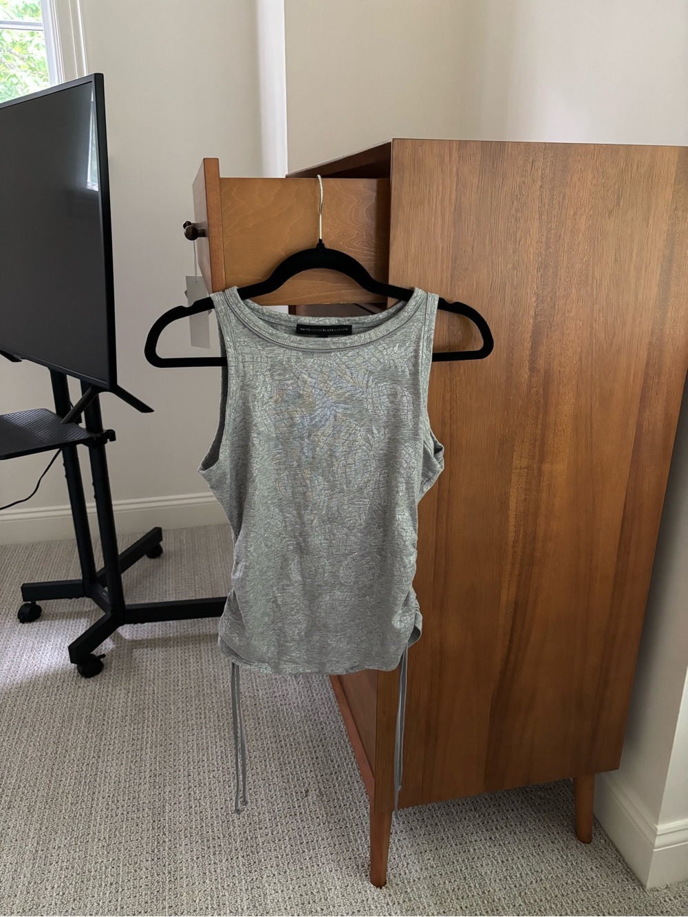 White House Black Market Heather Gray Sleeveless Tank with Side Ties